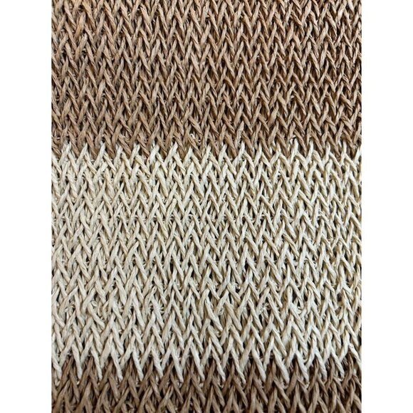 Handmade Woven Straw Tote Bag With Tassel & Inner Pockets Beige/Brown 15" x 14" - Picture 7 of 8